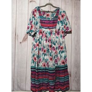 Only Necessities Womens 3X Floral Leopard Print Cotton Nightgown Pockets 30/32